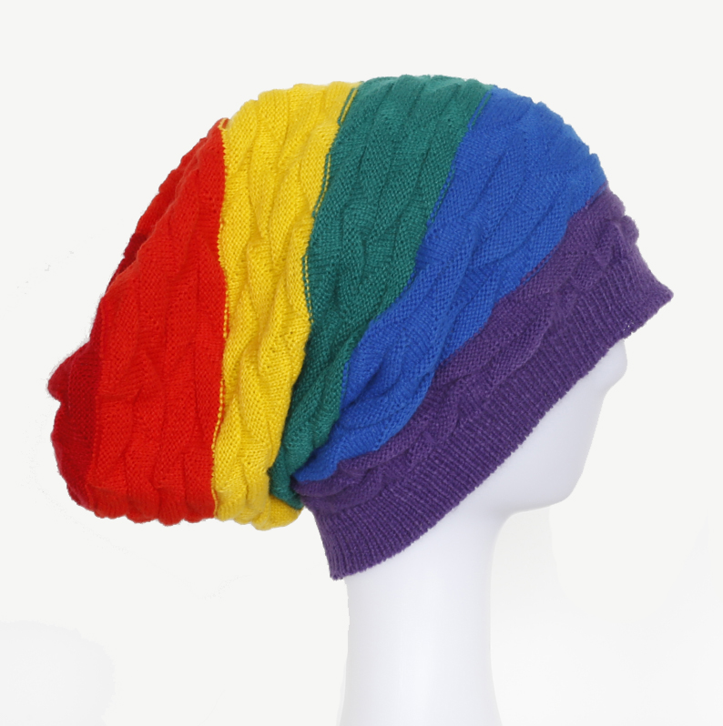 Customized Rainbow Simple Beanie Knitted Winter Colorful Hats