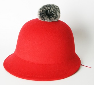 2017 New Arrival Lady Fashion Wool Felt Hat with Irregular Brim and Fur POM