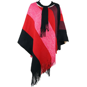 Women Winter Fashion Plaid Jacquard Knitted Ponchos Shawl