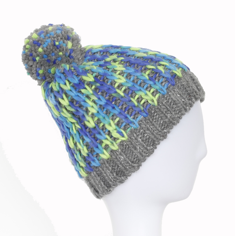 Hot Sale Customized 100% Acrylic Jacquard Cuffed Knitted Winter Beanie Hat with Pompom